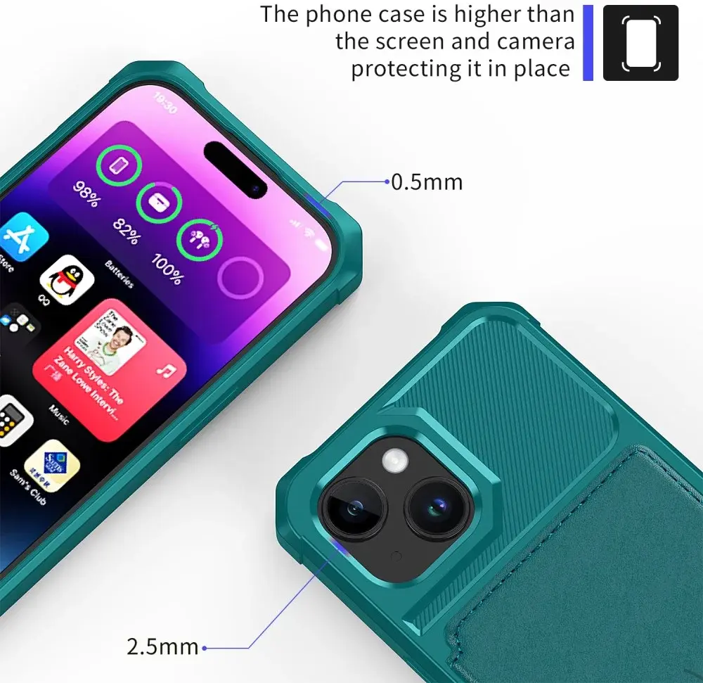 Apple iPhone 15 3 in 1 Back Cover Portemonnee Hoesje Groen afbeelding 9