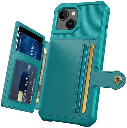 Apple iPhone 15 3 in 1 Back Cover Portemonnee Hoesje Groen afbeelding 10