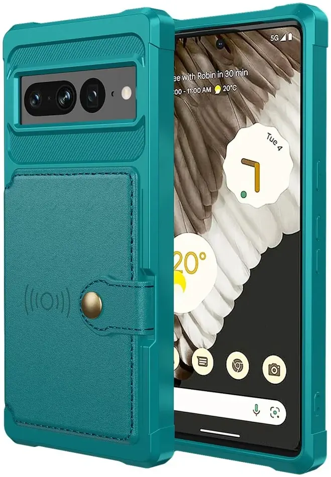 Google Pixel 7 Pro 3 in 1 Back Cover Portemonnee Hoesje Groen afbeelding 2