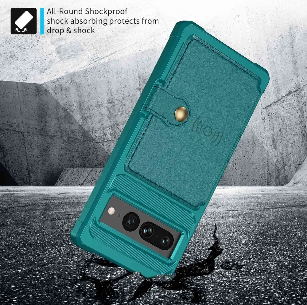 Google Pixel 7 Pro 3 in 1 Back Cover Portemonnee Hoesje Groen afbeelding 6