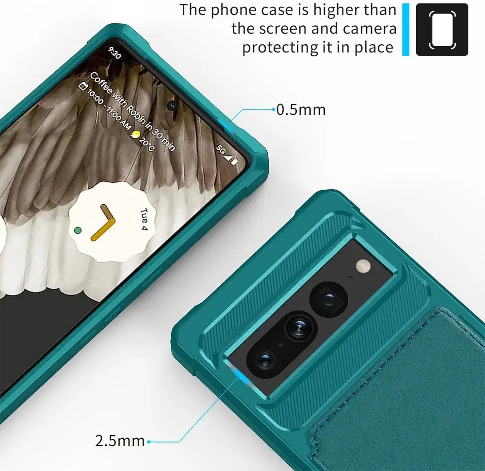 Google Pixel 7 Pro 3 in 1 Back Cover Portemonnee Hoesje Groen afbeelding 9