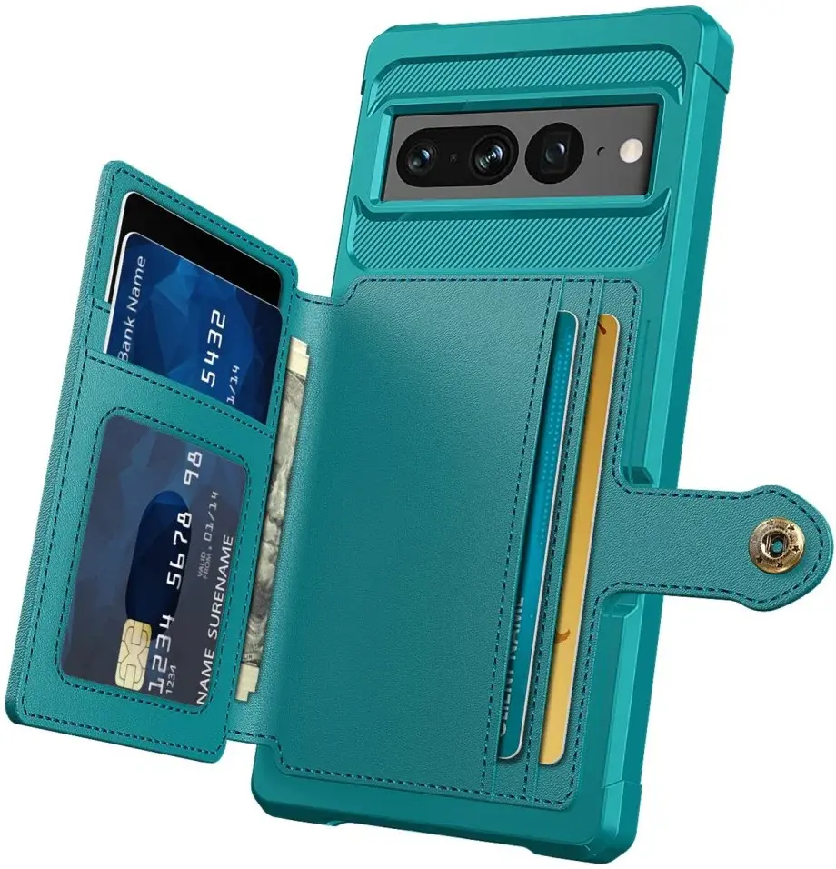 Google Pixel 7 Pro 3 in 1 Back Cover Portemonnee Hoesje Groen afbeelding 3