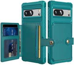 Google Pixel 8 3 in 1 Back Cover Portemonnee Hoesje Groen afbeelding