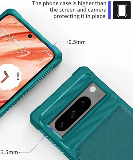Google Pixel 8 Pro 3 in 1 Back Cover Portemonnee Hoesje Groen afbeelding 8