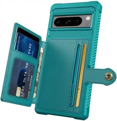 Google Pixel 8 Pro 3 in 1 Back Cover Portemonnee Hoesje Groen afbeelding