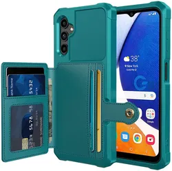 Samsung Galaxy A14 3 in 1 Back Cover Portemonnee Hoesje Groen afbeelding