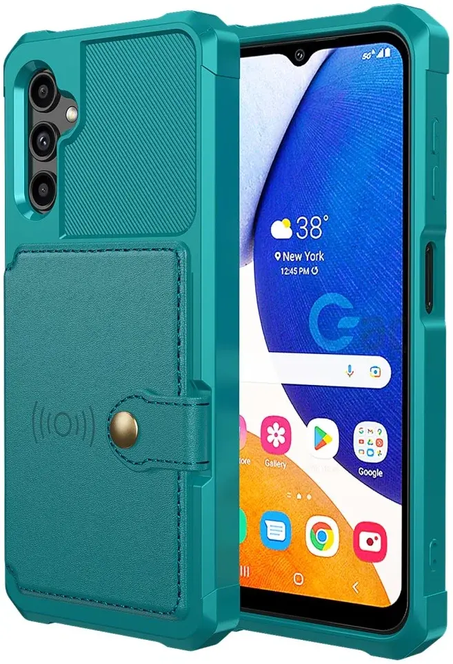 Samsung Galaxy A14 3 in 1 Back Cover Portemonnee Hoesje Groen afbeelding 3