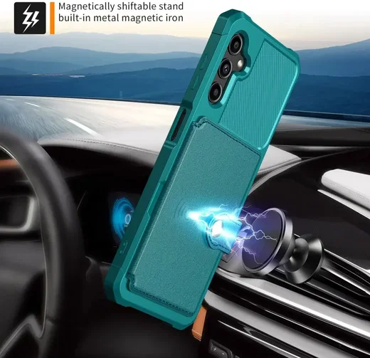 Samsung Galaxy A14 3 in 1 Back Cover Portemonnee Hoesje Groen afbeelding 5