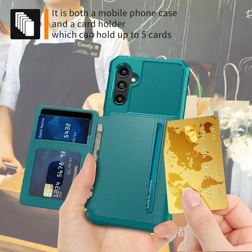 Samsung Galaxy A14 3 in 1 Back Cover Portemonnee Hoesje Groen afbeelding 6
