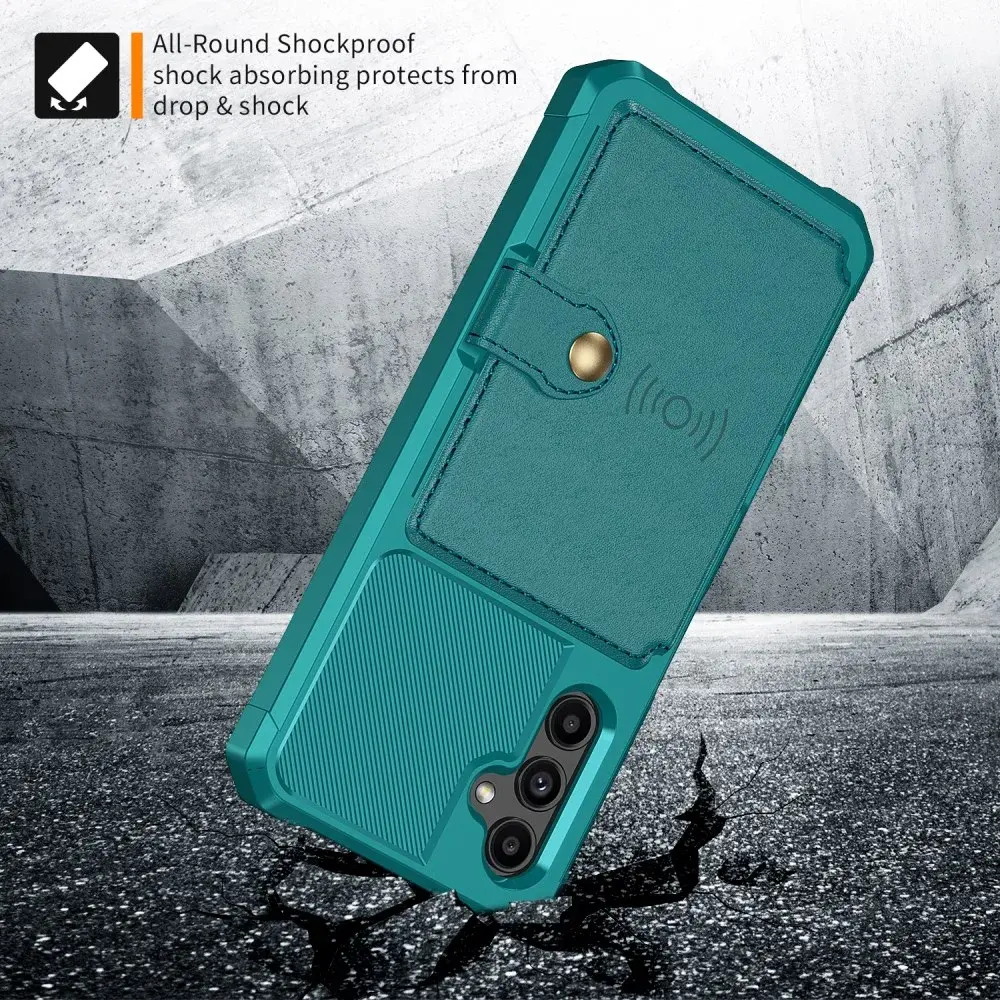 Samsung Galaxy A14 3 in 1 Back Cover Portemonnee Hoesje Groen afbeelding 8