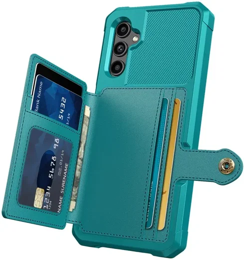 Samsung Galaxy A14 3 in 1 Back Cover Portemonnee Hoesje Groen afbeelding 2