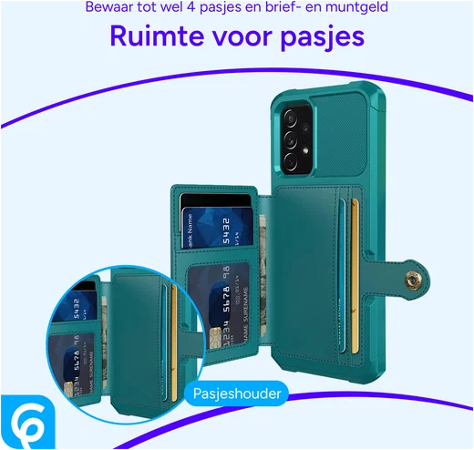 Samsung Galaxy A52 / A52S 3 in 1 Back Cover Portemonnee Hoesje Groen afbeelding 3