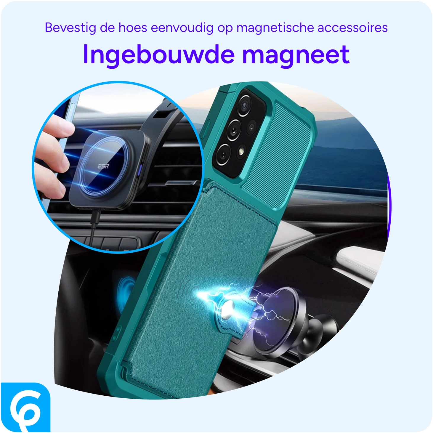 Samsung Galaxy A52 / A52S 3 in 1 Back Cover Portemonnee Hoesje Groen afbeelding 8