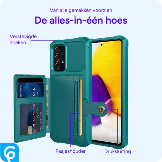 Samsung Galaxy A52 / A52S 3 in 1 Back Cover Portemonnee Hoesje Groen afbeelding 2