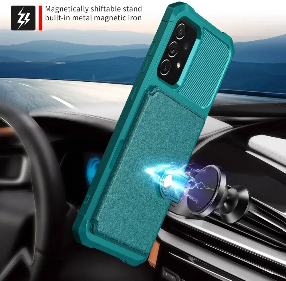 Samsung Galaxy A53 3 in 1 Back Cover Portemonnee Hoesje Groen afbeelding 8