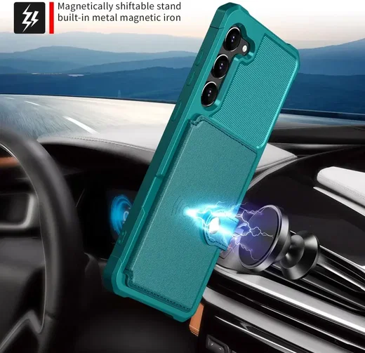 Samsung Galaxy S23 3 in 1 Back Cover Portemonnee Hoesje Groen afbeelding 7