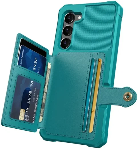 Samsung S23 Plus 3 in 1 Back Cover Portemonnee Hoesje Groen afbeelding 3