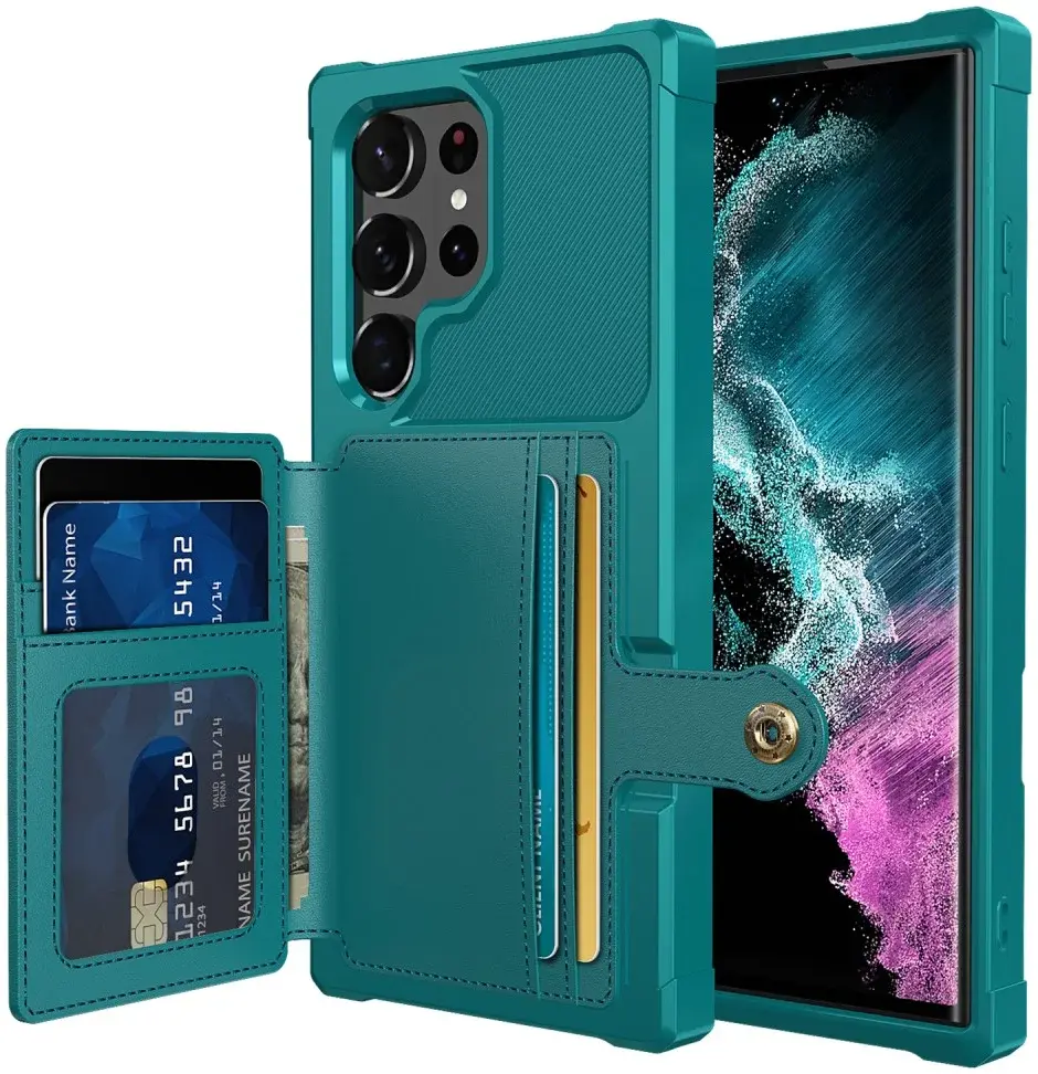 Samsung Galaxy S23 Ultra 3 in 1 Back Cover Portemonnee Hoesje Groen afbeelding 1