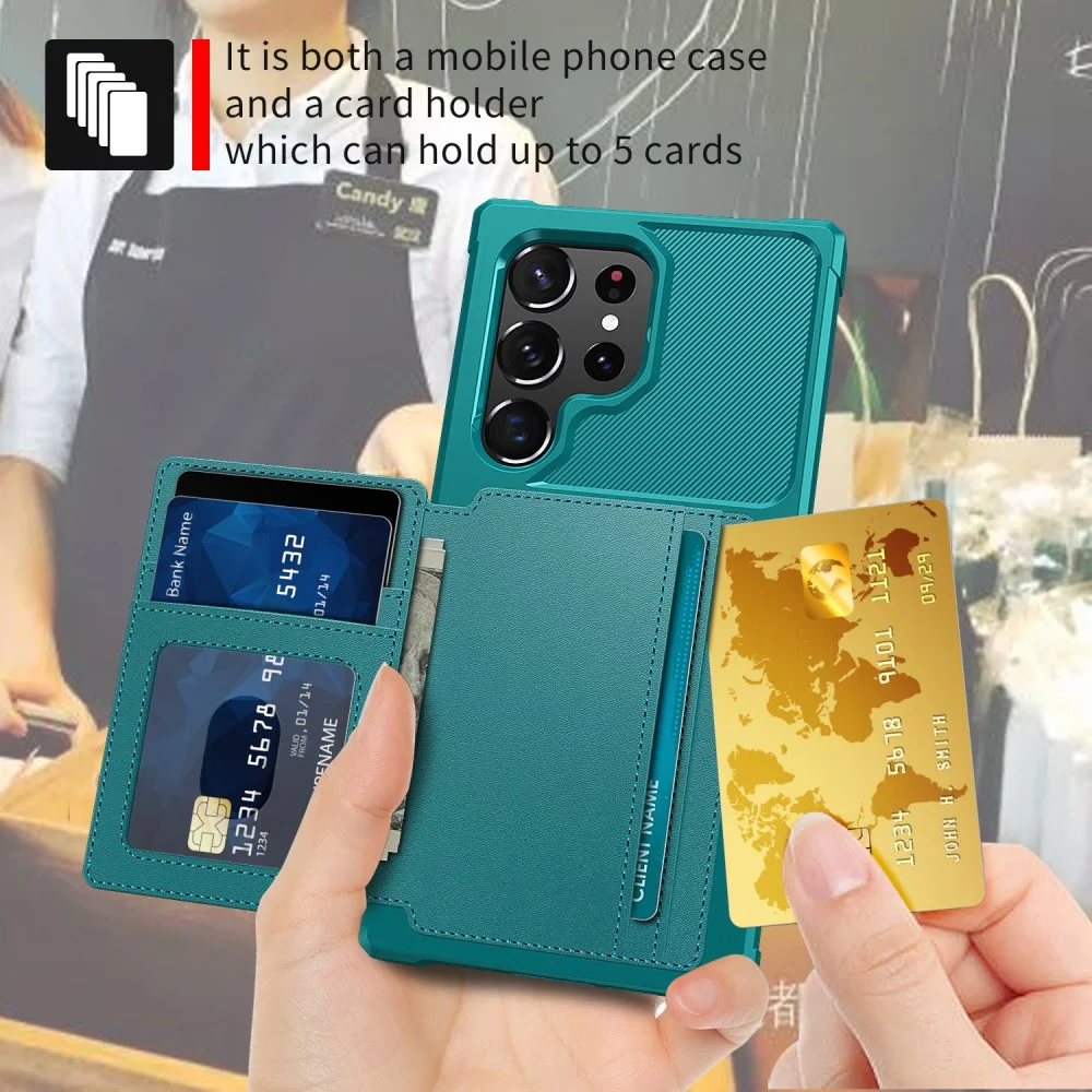 Samsung Galaxy S23 Ultra 3 in 1 Back Cover Portemonnee Hoesje Groen afbeelding 5