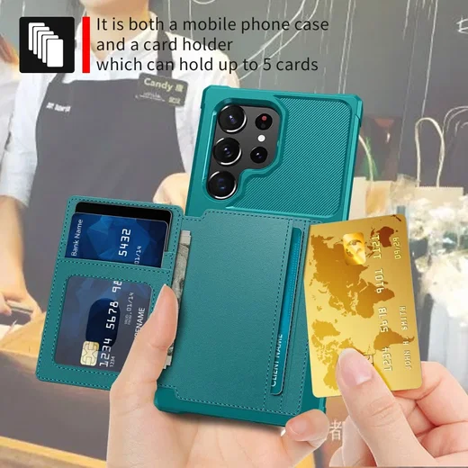 Samsung Galaxy S23 Ultra 3 in 1 Back Cover Portemonnee Hoesje Groen afbeelding 5