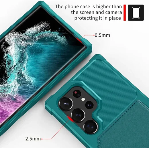 Samsung Galaxy S23 Ultra 3 in 1 Back Cover Portemonnee Hoesje Groen afbeelding 8