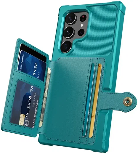Samsung Galaxy S23 Ultra 3 in 1 Back Cover Portemonnee Hoesje Groen afbeelding 9