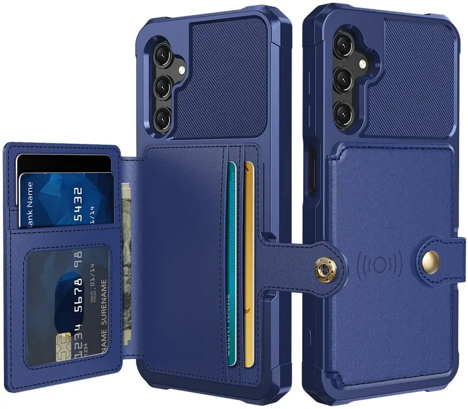 Samsung Galaxy A25 3 in 1 Back Cover Portemonnee Hoesje Donkerblauw afbeelding 1