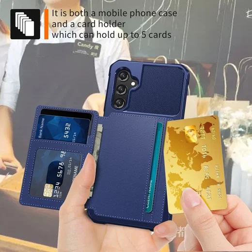 Samsung Galaxy A25 3 in 1 Back Cover Portemonnee Hoesje Donkerblauw afbeelding 5