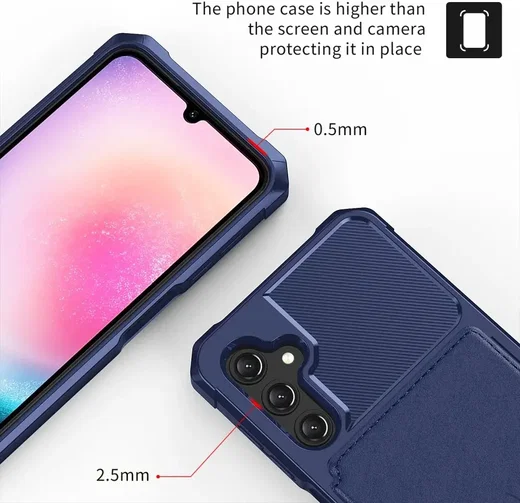 Samsung Galaxy A25 3 in 1 Back Cover Portemonnee Hoesje Donkerblauw afbeelding 9