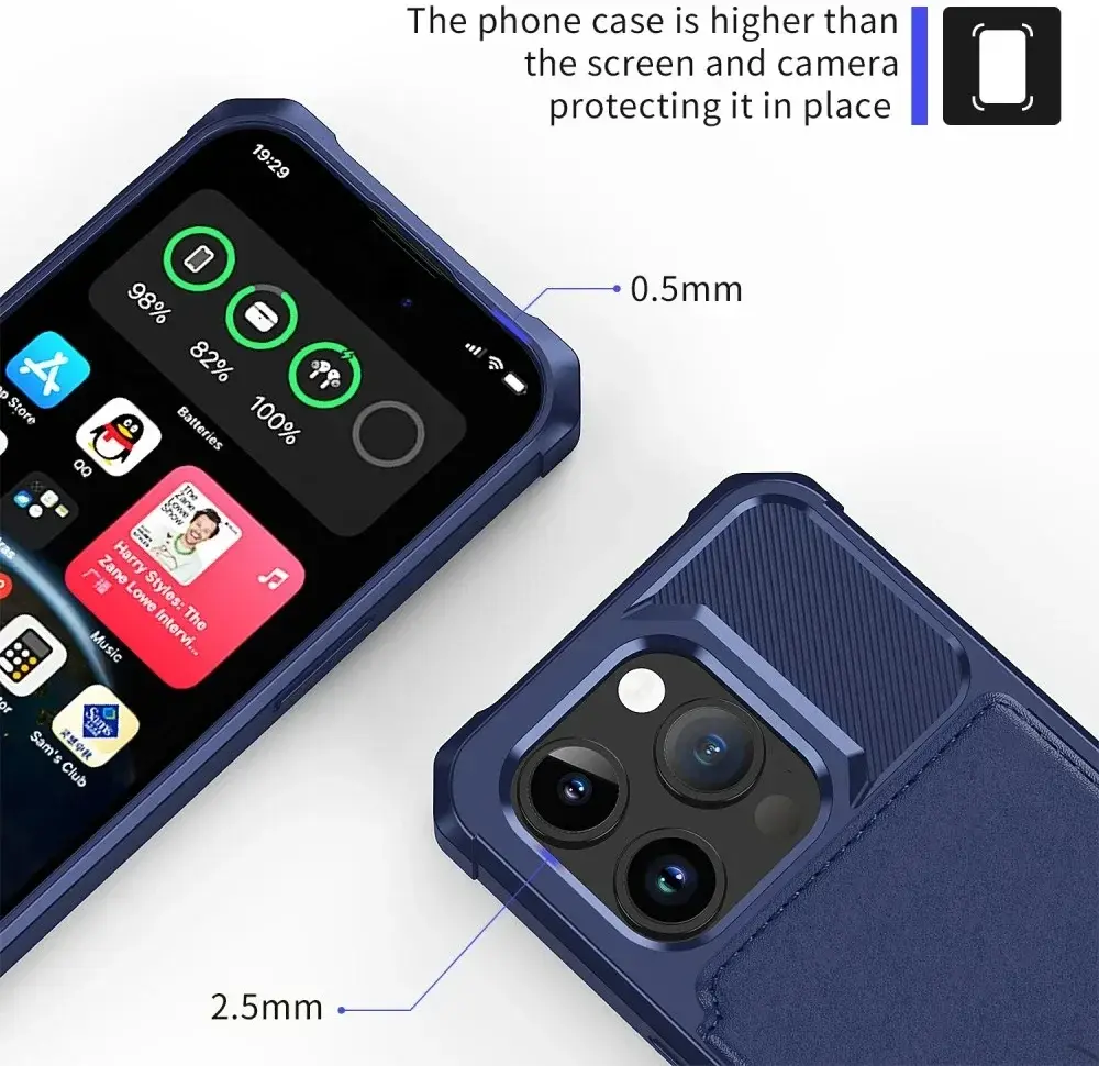 Apple iPhone 15 Pro 3 in 1 Back Cover Portemonnee Hoesje Donkerblauw afbeelding 9
