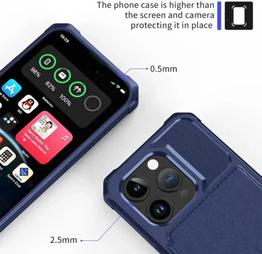 Apple iPhone 15 Pro 3 in 1 Back Cover Portemonnee Hoesje Donkerblauw afbeelding 9