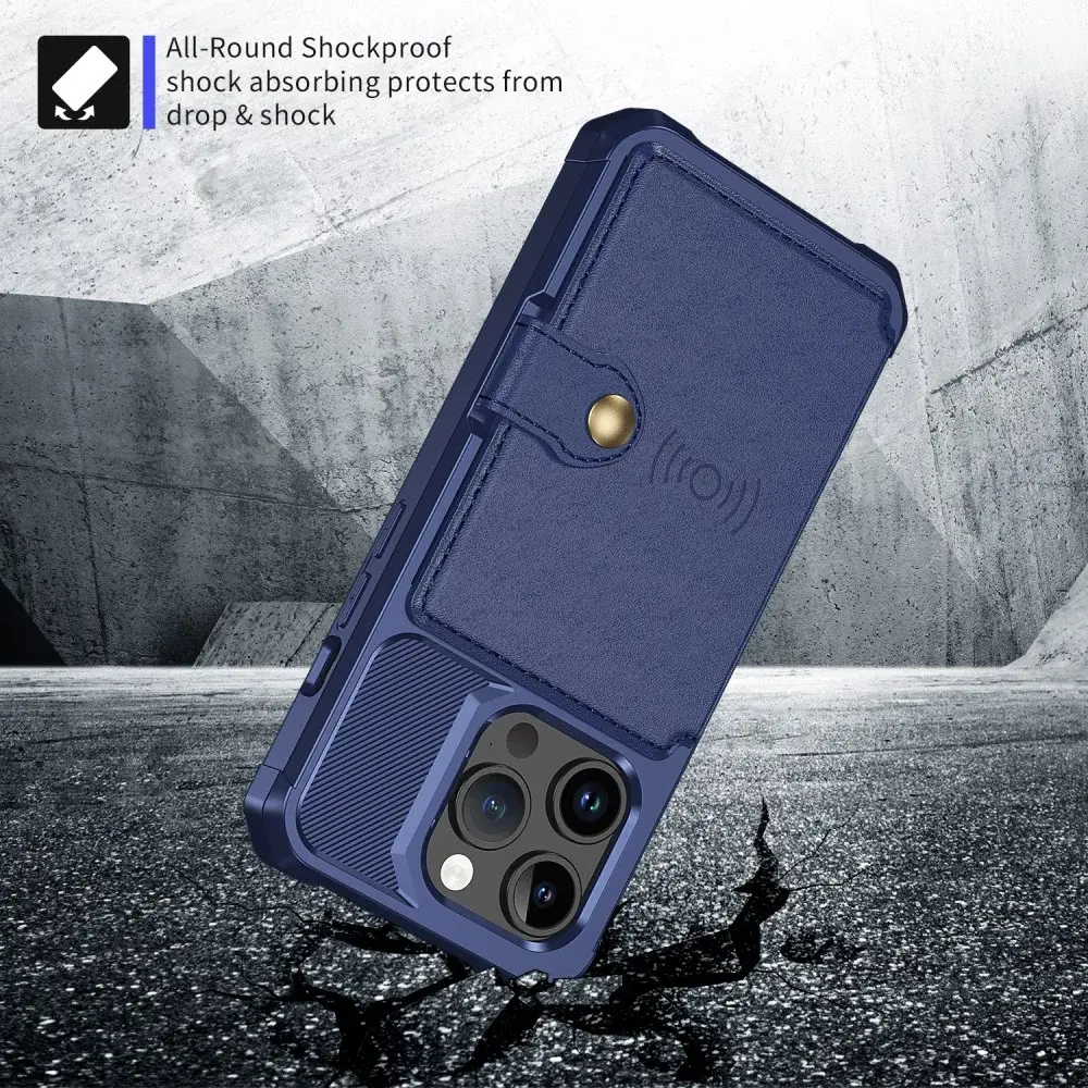 Apple iPhone 15 Pro Max 3 in 1 Back Cover Portemonnee Hoesje Blue afbeelding 8
