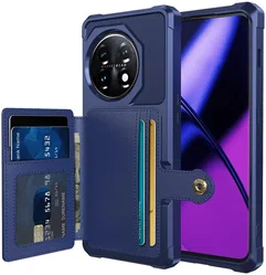 OnePlus 11 3 in 1 Back Cover Portemonnee Hoesje Donkerblauw afbeelding