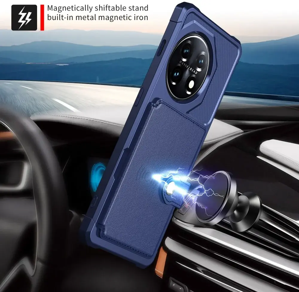 OnePlus 11 3 in 1 Back Cover Portemonnee Hoesje Donkerblauw afbeelding 5