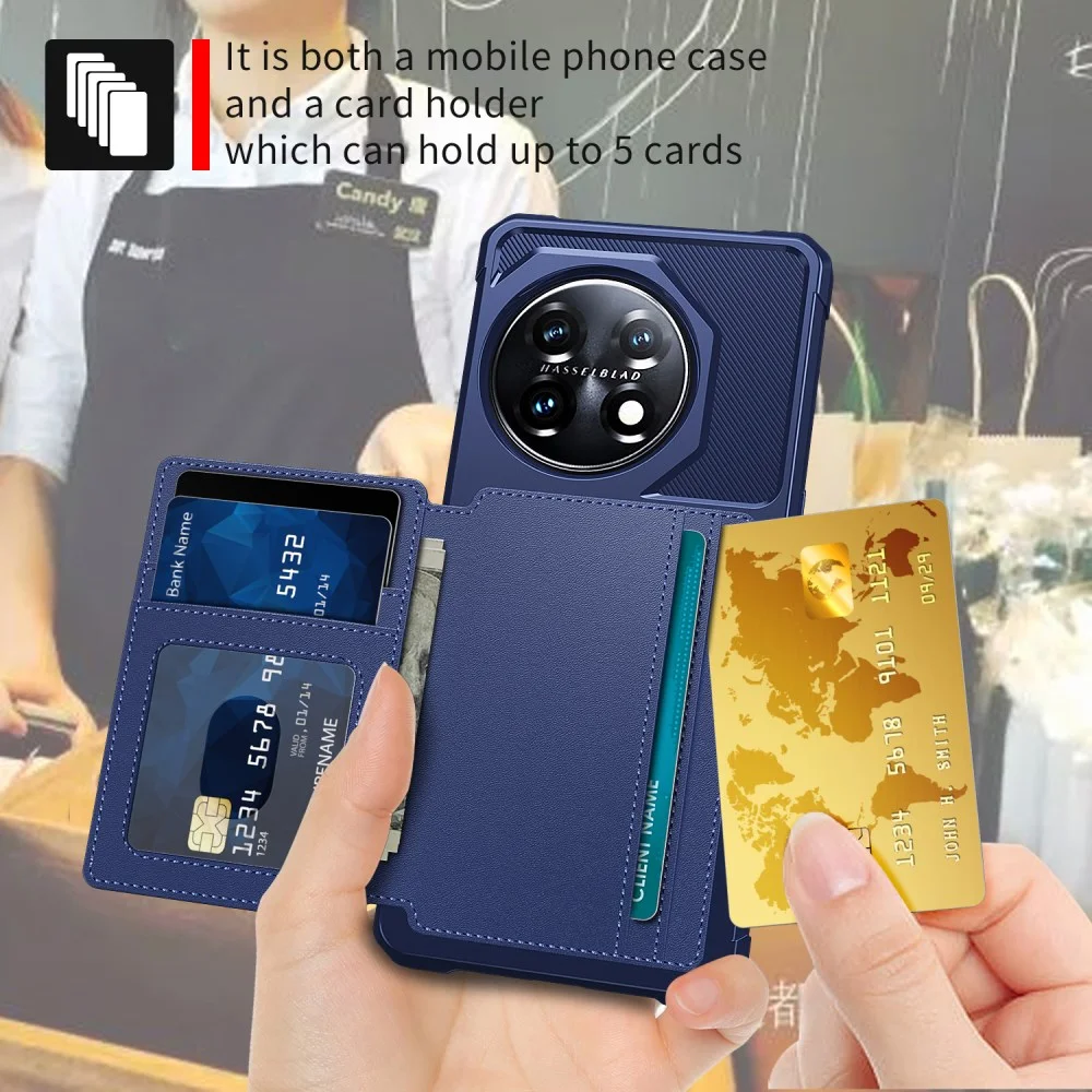 OnePlus 11 3 in 1 Back Cover Portemonnee Hoesje Donkerblauw afbeelding 8