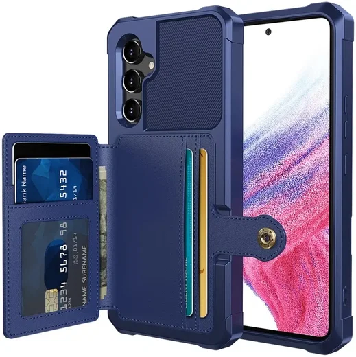Samsung Galaxy A34 3 in 1 Back Cover Portemonnee Hoesje Donkerblauw afbeelding 1