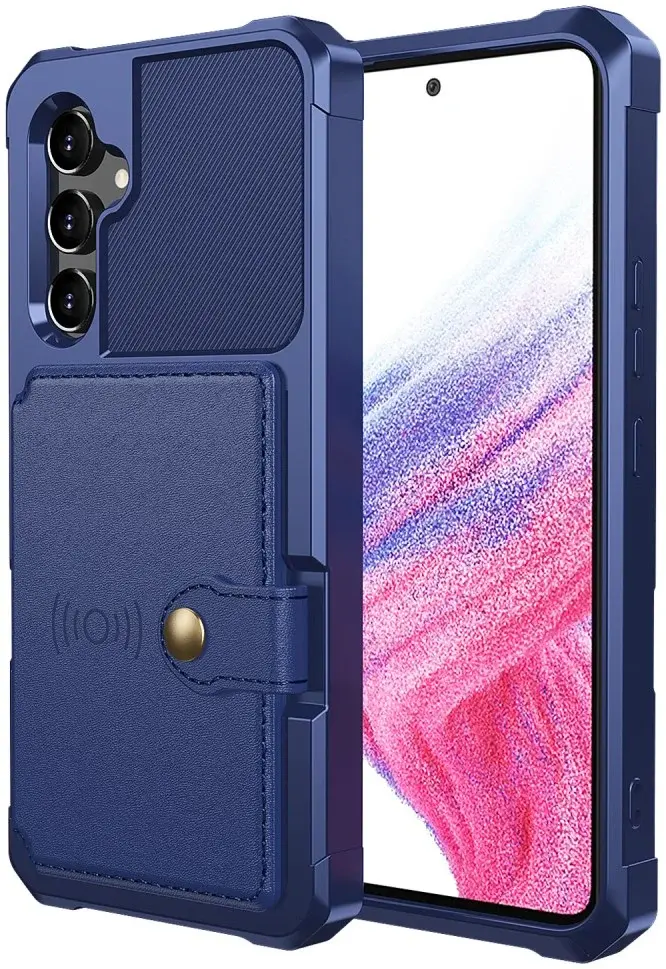 Samsung Galaxy A34 3 in 1 Back Cover Portemonnee Hoesje Donkerblauw afbeelding 3