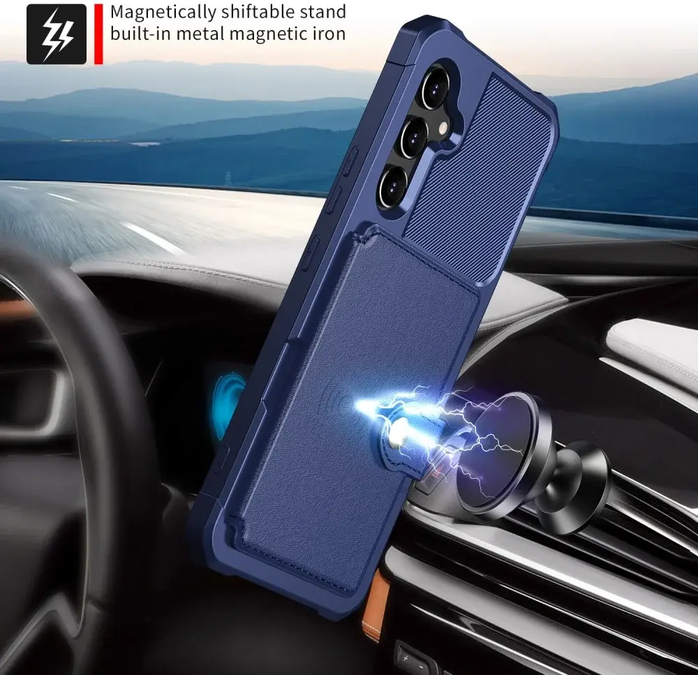 Samsung Galaxy A34 3 in 1 Back Cover Portemonnee Hoesje Donkerblauw afbeelding 5