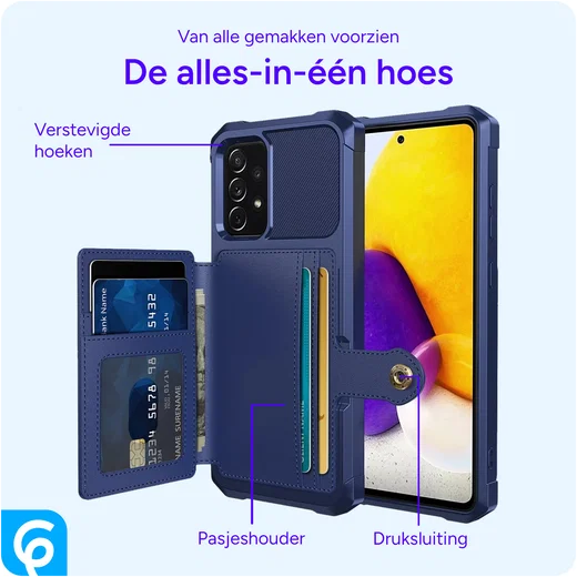 Samsung Galaxy A52 / A52S 3 in 1 Back Cover Portemonnee Hoesje Navy afbeelding 5
