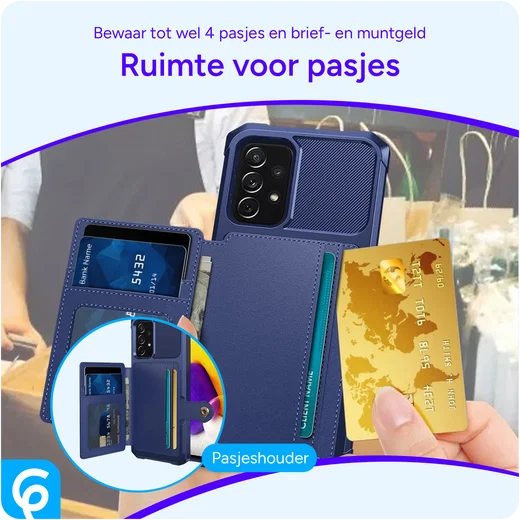 Samsung Galaxy A52 / A52S 3 in 1 Back Cover Portemonnee Hoesje Navy afbeelding 2