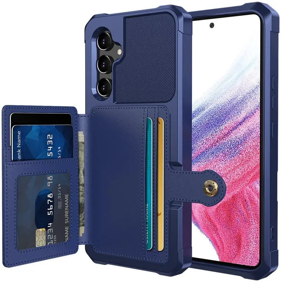 Samsung Galaxy A54 3 in 1 Back Cover Portemonnee Hoesje Donkerblauw afbeelding 1