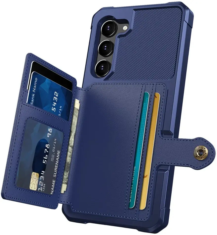 Samsung S23 Plus 3 in 1 Back Cover Portemonnee Hoesje Donkerblauw afbeelding 3