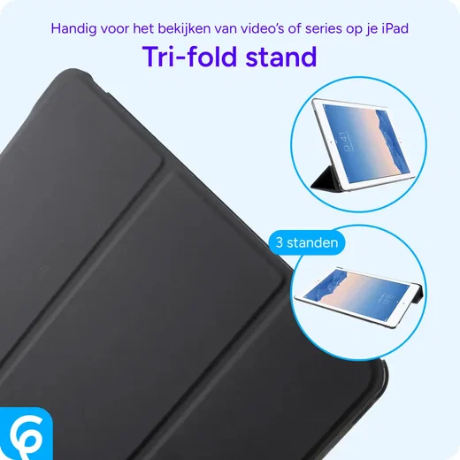 Apple iPad 9.7 2017 / 2018 / Air (2) Hoes Tri-Fold Book Case Zwart afbeelding 5