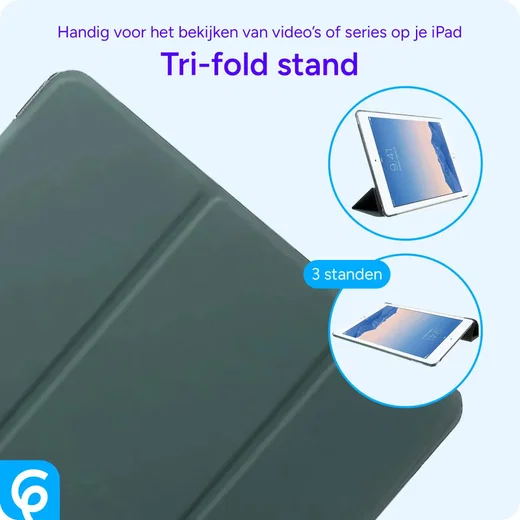 Apple iPad 9.7 2017 / 2018 / Air (2) Hoes Tri-Fold Book Case Groen afbeelding 5
