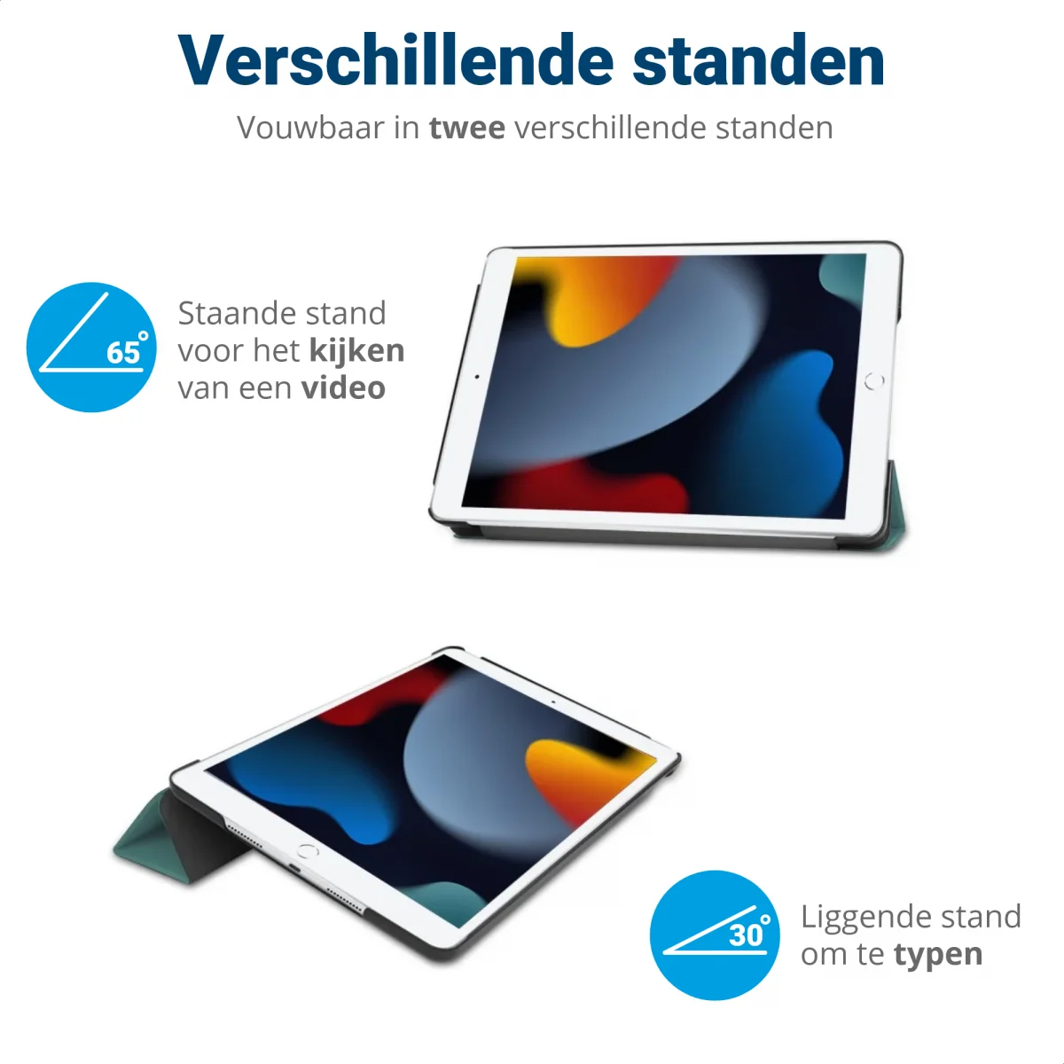 Apple iPad 10.2 (2021/2020/2019) Hoes Tri-Fold Book Case Groen afbeelding 6