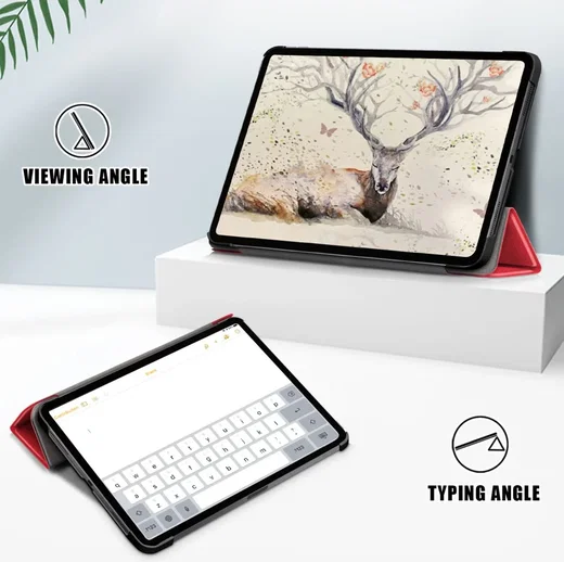 Apple iPad Air 10.9 (2020 / 2022) Hoes Tri-Fold Book Case Rood afbeelding 6
