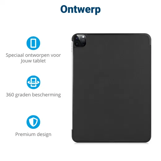 iPad Pro 12.9 Hoes Tri-Fold Book Case met Standaard Zwart afbeelding 3