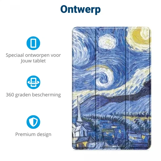 iPad Pro 12.9 Hoes Tri-Fold Book Case met Standaard Sterren Nacht afbeelding 3