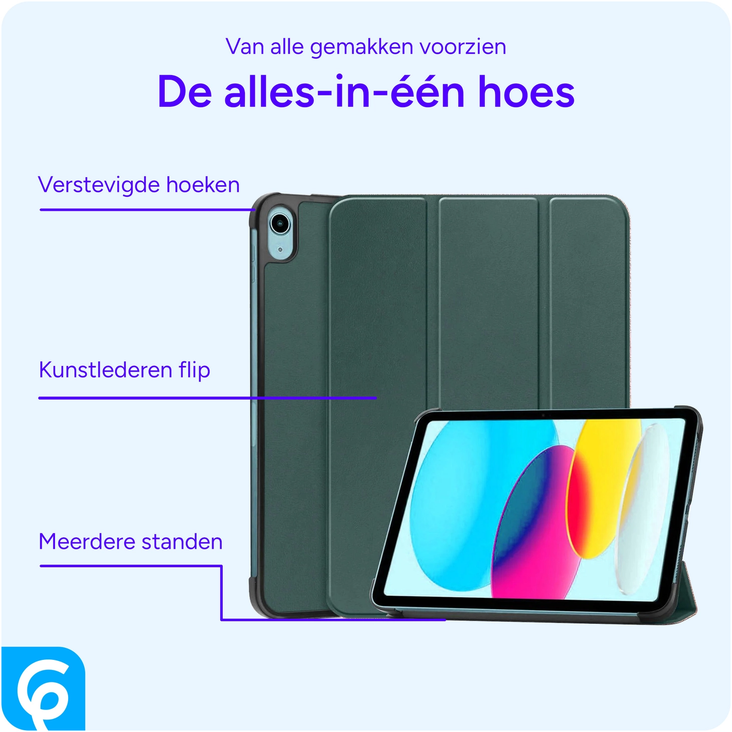 Apple iPad 11 (2025) / 10.9 (2022) Hoes Tri-Fold Book Case Groen afbeelding 3