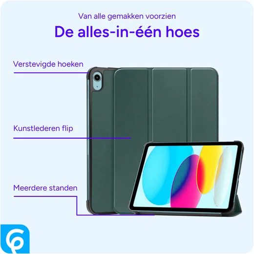 Apple iPad 11 (2025) / 10.9 (2022) Hoes Tri-Fold Book Case Groen afbeelding 3